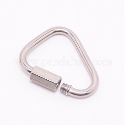 ステンレススチール製ネジカラビナロックチャーム  三角形  ステンレス鋼色  37.5x30x3.5mm  ネジ:13x7.5x7mm&nbsp;KEYC-WH0019-02P-02
