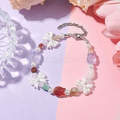 Браслеты из натуральных драгоценных камней и пластикового жемчуга BJEW-JB10362