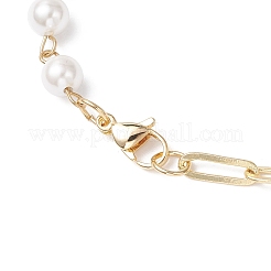 Женские ожерелья из круглых белых ракушечных бусин диаметром 6.5 мм и латунных скрепок&nbsp;NJEW-JN05567