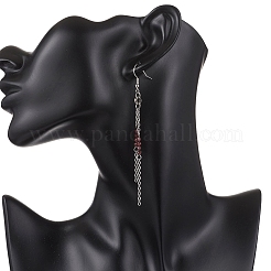 Круглые серьги-подвески из нержавеющей стали 304 с натуральным гранатом EJEW-JE06783-03