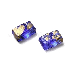 2穴透明ガラスシードビーズ  アンティークスタイル  長方形  スレートブルー  5x2.5x2mm  穴：0.7mm&nbsp;SEED-S023-30B-25