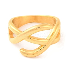 Ионное покрытие (ip) 304 нержавеющая сталь крест-накрест перстни для женщин RJEW-S414-55B-G