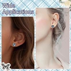 160 шт. 4 стиля плоских круглых сережек-гвоздиков из нержавеющей стали 304 с прозрачными стеклянными кабошонами с гайками из нержавеющей стали 304 с пластиковыми гайками FIND-YW0005-37