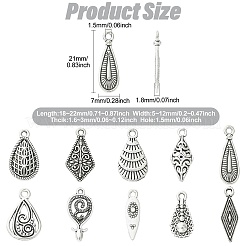 50pcs10スタイルチベットスタイルアロイペンダント  アンティークシルバー  混合図形  18~22x5~12mm  穴：1.5mm  5個/スタイル&nbsp;FIND-CJ0005-98