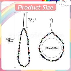 Ремешки для мобильных телефонов из АБС-пластика с имитацией жемчуга и смолы&nbsp;HJEW-YW00166-01