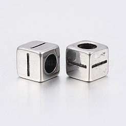Perline europee con lettera a foro grande in acciaio inossidabile 304&nbsp;LS-STAS-H428-01AS-I