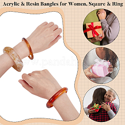 8 шт. 8 стильных браслета из акрила и смолы для женщин&nbsp;BJEW-UN0001-94