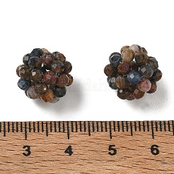 天然ピーターサイトの織りビーズ  クラスタビーズ  多面カット  ラウンド  12~13mm  穴：2mm&nbsp;GG-CBA2E9C-H01-01
