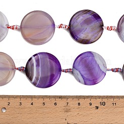 天然縞瑪瑙コインビーズ連  染め＆加熱  フラットラウンド  暗い蘭  29~30.5x7~7.5mm  穴：2mm  約10個/連  15.20~15.55''（38.6~39.5センチメートル）&nbsp;GG-CBAE0EB-06A