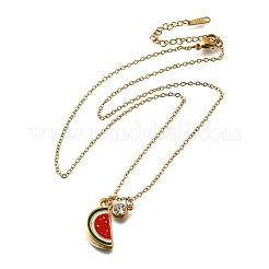Ожерелья с подвесками из нержавеющей стали 304 с красной эмалью для женщин&nbsp;NJEW-U043-02A-G