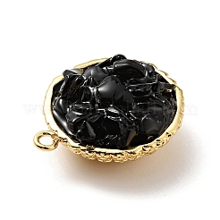 Natürliche schwarze Onyx-Chip-Anhänger&nbsp;KK-C242-05G-10