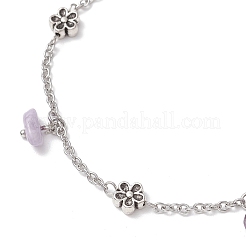 5 шт. 5 стиля браслеты на ногу из сплава с кисточками из натурального и синтетического драгоценного камня AJEW-AN00696