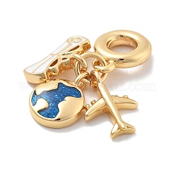 Латунные подвески с синей эмалью в виде земли и самолета в европейском стиле&nbsp;KK-M305-05G