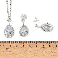 Комплект из серег-гвоздиков и ожерелий с подвесками в форме капли из латуни и страз для женщин SJEW-M102-05S