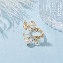 Открытое кольцо с натуральным культивированным пресноводным жемчугом RJEW-JR00629