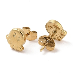 Женские серьги-гвоздики в виде осьминога из нержавеющей стали 304 с ионным покрытием (IP)&nbsp;EJEW-G389-03G