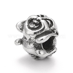 304ステンレススチールヨーロピアンビーズ  大穴ビーズ  人間の顔  アンティークシルバー  10.5x11x13mm  穴：4.6mm&nbsp;STAS-G256-24AS