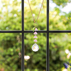 Подвеска для зеркала автомобиля в виде капли стекла и акрилового цветка HJEW-DR00051