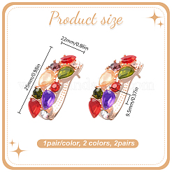 2 пара сережек-гвоздиков из двухцветного сплава с микропаве из разноцветных кубических цирконий&nbsp;EJEW-GO0003-17