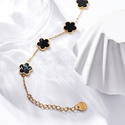 Braccialetti con catena a maglie in resina floreale&nbsp;BJEW-K247-01G-03