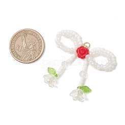 Подвески в виде бантиков и цветов из стеклянного бисера&nbsp;PALLOY-MZ01220-02