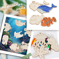 30 ensemble de pendentifs en bois vierges non finis sur le thème de l'océan&nbsp;DIY-SP0003-90