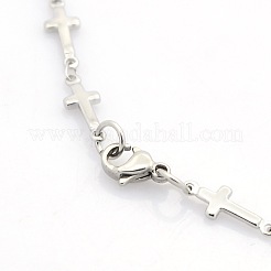 Anlaufgeschützter religiöser katholischer Schmuck 304 Edelstahl-Kreuzgliederkettenarmbänder&nbsp;LS-STAS-O036-09P