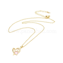 Кубический цирконий сердце с кулоном слово любовь колье&nbsp;NJEW-F293-02B-G