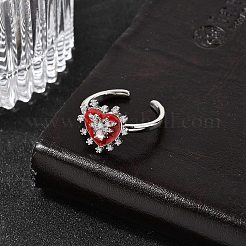 Латунные микропаве кубические цирконии манжеты открытые кольца для женщин&nbsp;RJEW-B160-09P