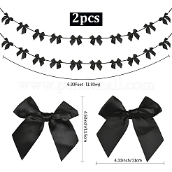 2 шт. тканевый бант-баннер для украшения рождественской елки AJEW-SP0002-82A