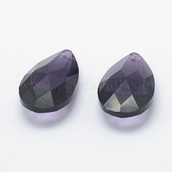 ガラスチャーム  多面カット  ティアドロップ  ミックスカラー  37.5x22x12mm  穴：1mm&nbsp;X-GLAA-E398-A