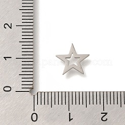 304ステンレススチールチャーム  レーザー切断  ステンレス鋼色  スター  9.5x10x1mm  穴：4mm&nbsp;STAS-S144-01P-G