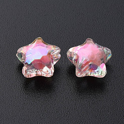 透明なアクリルビーズ  二層ビーズ  ABカラー  多面カット  スター  ミックスカラー  10.5x11x7mm  穴：2mm  約1280個/500g&nbsp;TACR-S152-01B