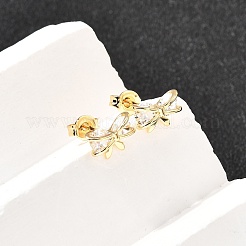 Серьги-гвоздики из латуни с микро-паве и бантом из прозрачного кубического циркония&nbsp;EJEW-A135-07G