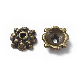 チベットスタイルの合金キャップ  鉛フリー及びカドミウムフリー  アンティークブロンズ  8x3mm  穴：1mm&nbsp;MLF0664Y-NF