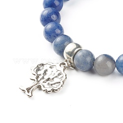 Натуральный смешанный камень круглые бусины эластичный браслет для девочек женщин BJEW-JB06930