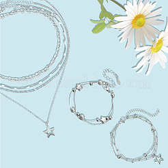 Ожерелья и многорядные браслеты из сплава и латунных цепочек для женщин&nbsp;SJEW-SC0001-06