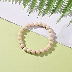 天然化石ビーズストレッチブレスレット  多面カット  ラウンド  2-1/8インチ〜2-3/8インチ（5.5~6cm）  ビーズ：8mm&nbsp;X-BJEW-K212-B-015