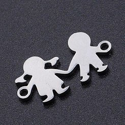 変色しない201ステンレス鋼リンクコネクター  人間  家族  ステンレス鋼色  10x19x1mm  穴：1.4mm&nbsp;STAS-N090-T877-1