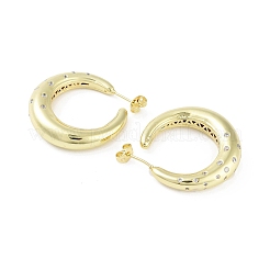 Orecchini a bottone con micro pavé di zirconi cubici in ottone placcato cremagliera&nbsp;EJEW-B047-05G-02
