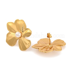 Серьги-гвоздики из нержавеющей стали 304 с пластиковым искусственным жемчугом для женщин EJEW-Z057-04G