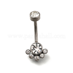 Кольца для пупка в форме штанги из нержавеющей стали 304 с прозрачным кубическим цирконием AJEW-D306-03P-02