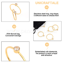 5 шт. 5 стильных плоских круглых перстней со стразами&nbsp;RJEW-UN0001-08