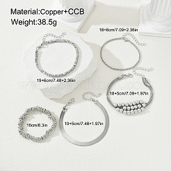 Ensemble de 5 bracelet en laiton et en plastique CCB&nbsp;WG3F23A-01
