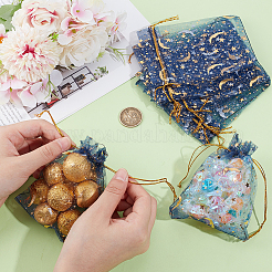 50 bolsa de regalo con cordón de organza con estampado dorado de luna y estrella.&nbsp;OP-BBC0001-03A-03