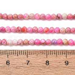 ナチュラルインペリアルジャスパービーズ連売り  染め  多面カット  ラウンド  ショッキングピンク  3~3.5mm  穴：0.7~0.8mm  約126~137個/連  15.24~15.39インチ（38.7~39.1cm）&nbsp;G-L578-A10