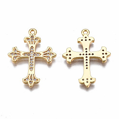 Латунные микропаве прозрачные подвески с фианитом&nbsp;KK-T063-82G-NF