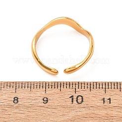 304ステンレススチールカフオープンリング  波状  イオンプレーティング（ip）  ゴールドカラー  7mm  usサイズ8 1/2(18.5mm)&nbsp;SA-CBA4160-38G