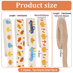 10 ярд 5 стилей лент из хлопка и мешковины с осенним принтом OCOR-BC0005-44