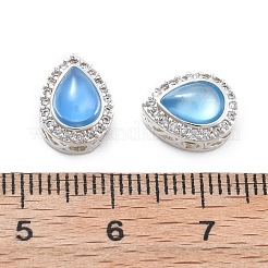 Латунные светло-голубые стеклянные каплевидные многорядные звенья&nbsp;KK-B125-09S